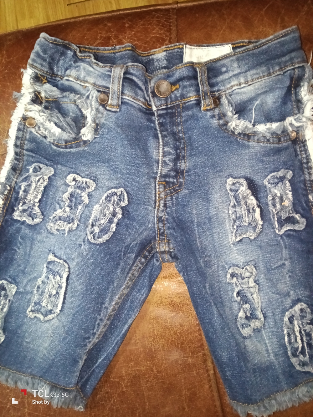 Kids Blue Distressed Denim Shorts